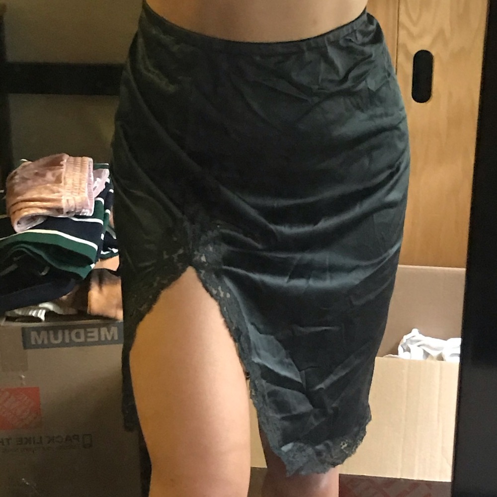 black silk slip skirt